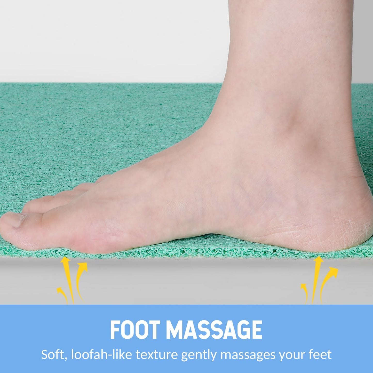 Non-Slip Bathtub Mat, Anti Slip Shower Mat, Fast Drying Bathtub Mats, Foot Scrubber Mat, Anti Slip Mat for Tub, Floor, Bathroom, Kitchen, Home, Hotel (Light Green 24"×24")