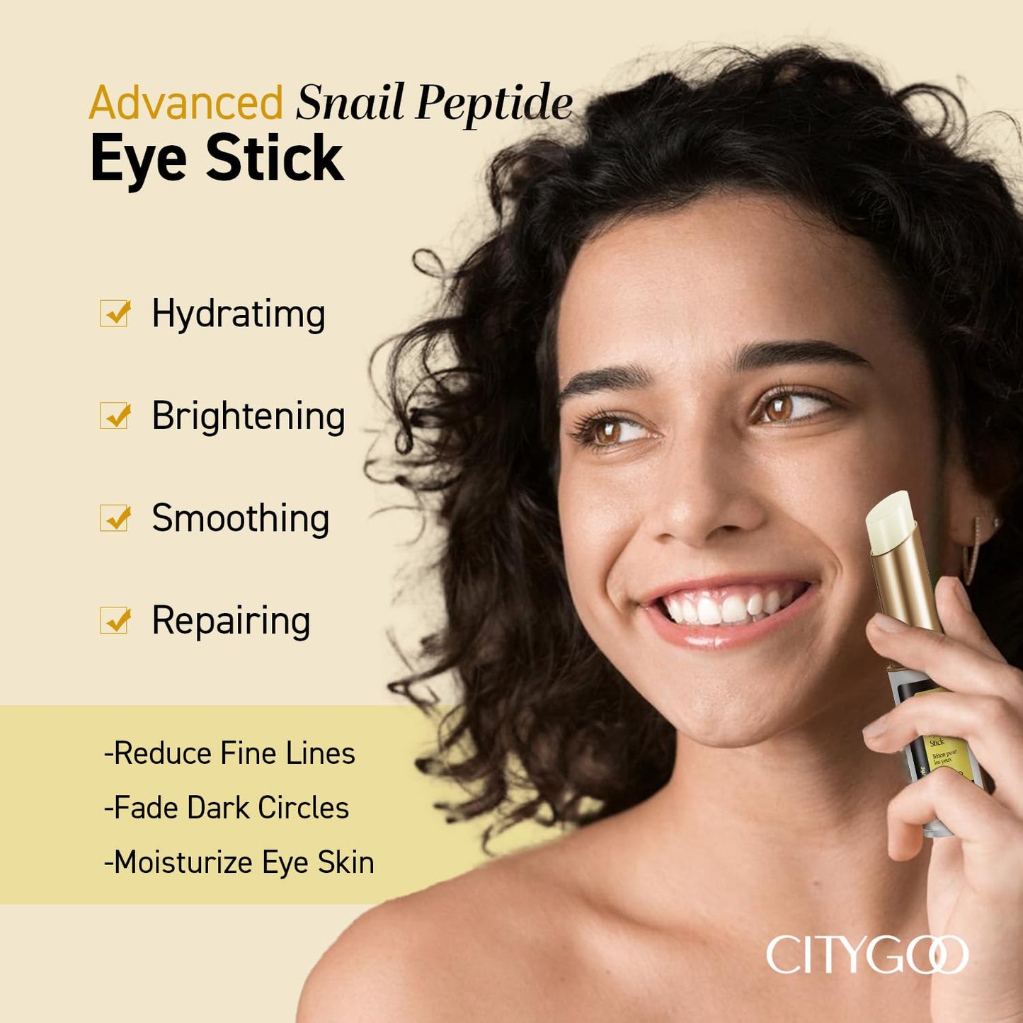 CITYGOO Snail Eye Stick for Dark Circles: Anti Wrinkle Snail cream Eye Puffiness Treatment (Snail Eye Stick)