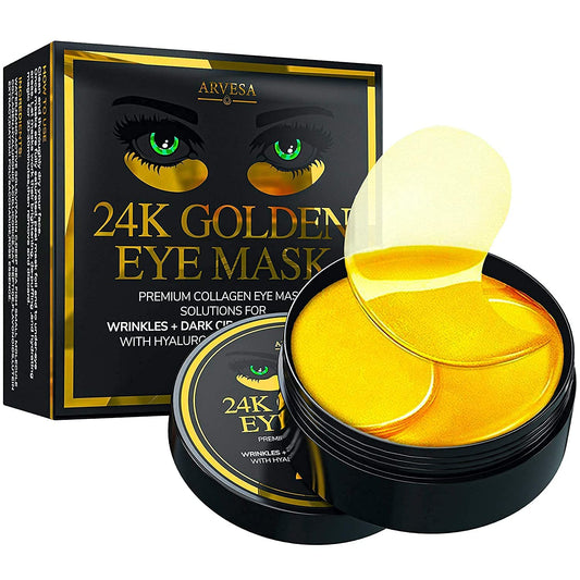 Under Eye Mask for Dark Circles and Puffiness, Eye Bags, Wrinkles, 24k Gold Under Skincare Eye Treatment Patches for Puffy Eyes with Collagen for Women and Men - Under Eye Gel Pads