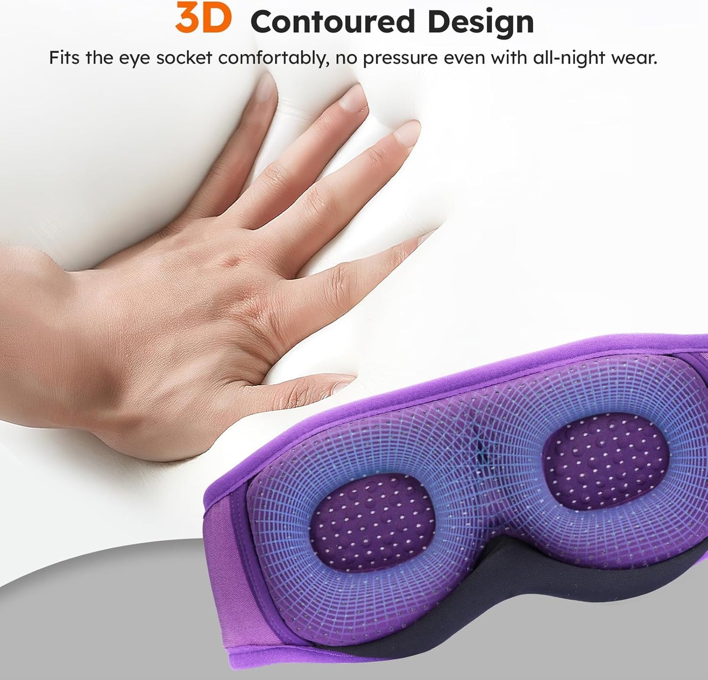 LC-dolida White Noise Sleep Mask, 3D Sleep Headphones with 16 Soothing Sounds, Bluetooth 5.4 Sleep Eye Mask with Timer, Total Blackout Sleeping Headphones for Side Sleeper(Purple)