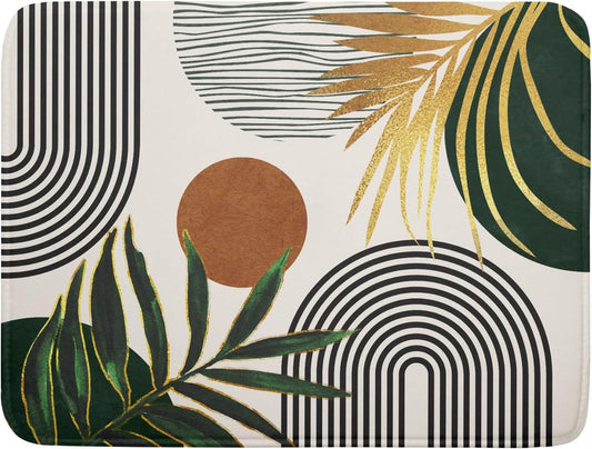 Boho Leaves Dish Drying Mat 18x24 inch Mid Century Absorbent Drainer Rack Mats Fast Dry Bottles Dish Dry Pad Protector Kitchen Accessories