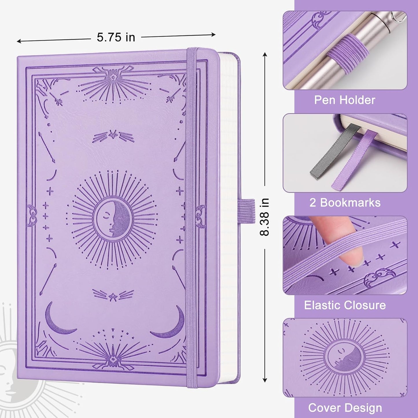 Plain Journal for Women Men, 192 Pages A5 Notebook Journal, Hardcover Notebook with 100Gsm Thick Pages, Leather Note Book for Writing, Travel, Business, Office, Prayer 5.7 x 8.3, Light Purple