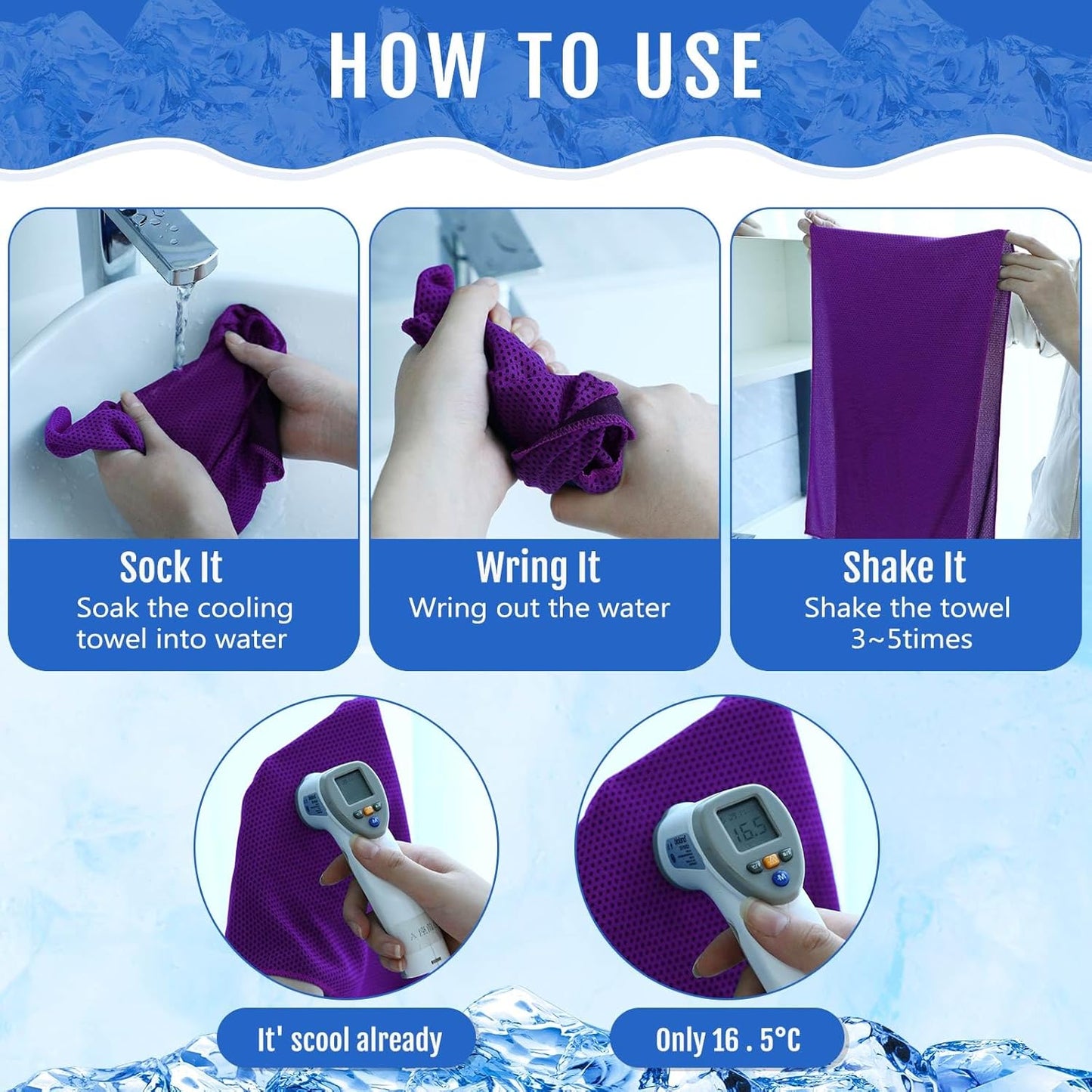 Hosuly 30 Pack Cooling Towels, 40"x12" Ice Breathable Soft Chilly Sweat Rag Microfiber Workout Rags for Gym Cooling Towels for Neck and Face for Yoga Golf Sport Running