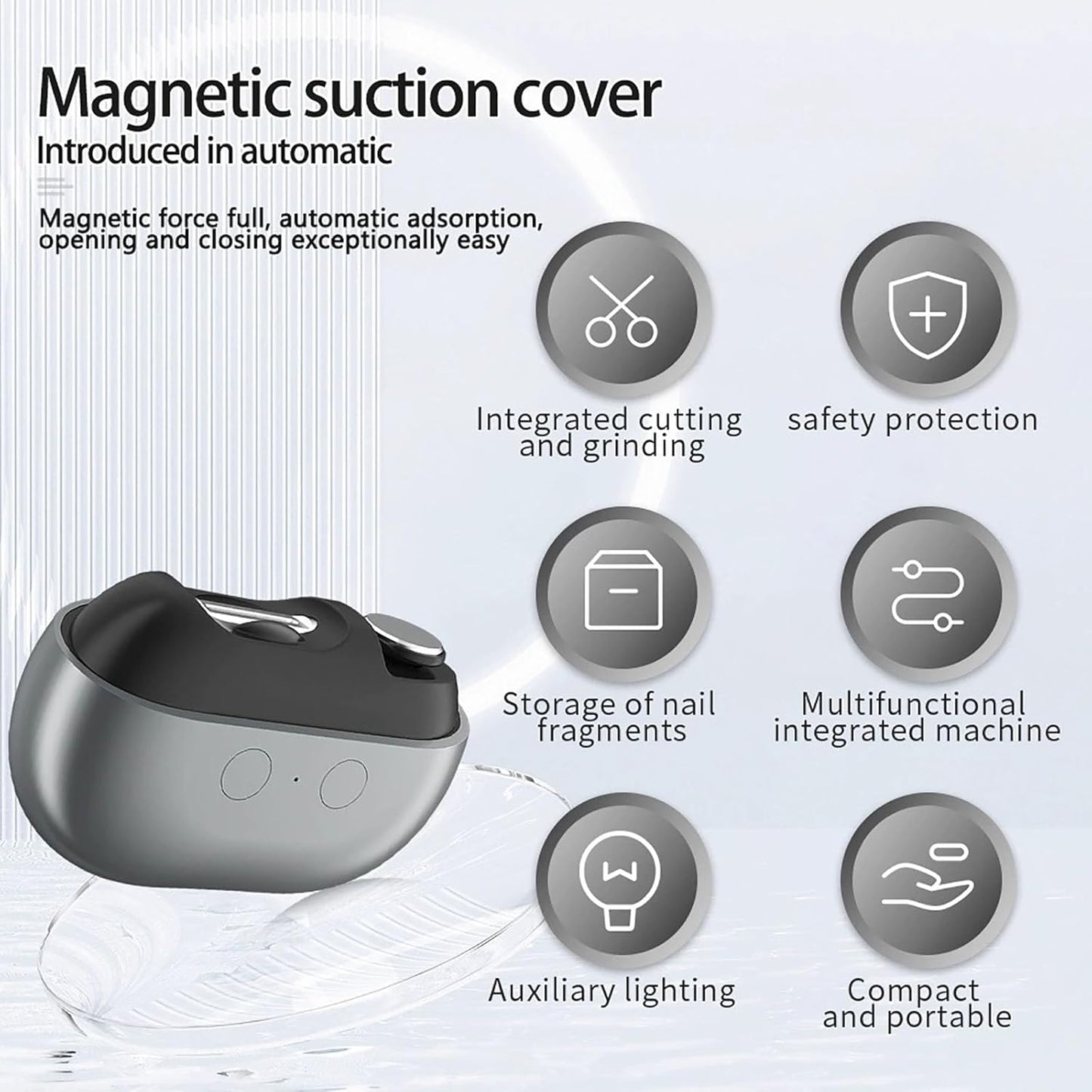 Imwing Easyclip, Vueeze/Yosody/Olygee/Glosrity Easy Clip, 2025 New Upgraded Easyclip Smart Nail Clippe with LED Light - Safe Toe & Fingernail Trimmer for Seniors, Adults, Kids, Baby (Gray)