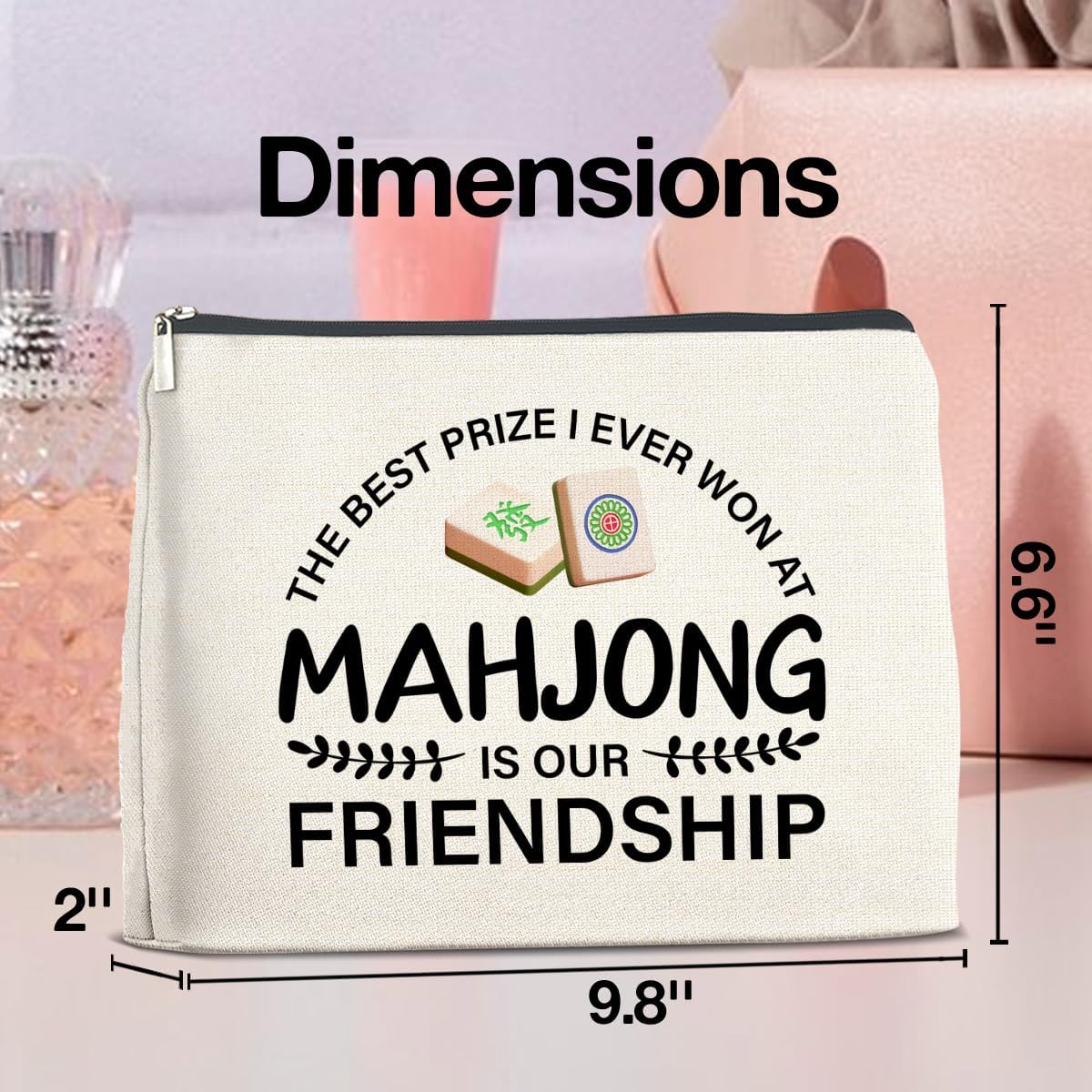 Funny Mahjong Makeup Bag Gifts for Women Mahjong Players Cosmetic Bag Zipper Pouch