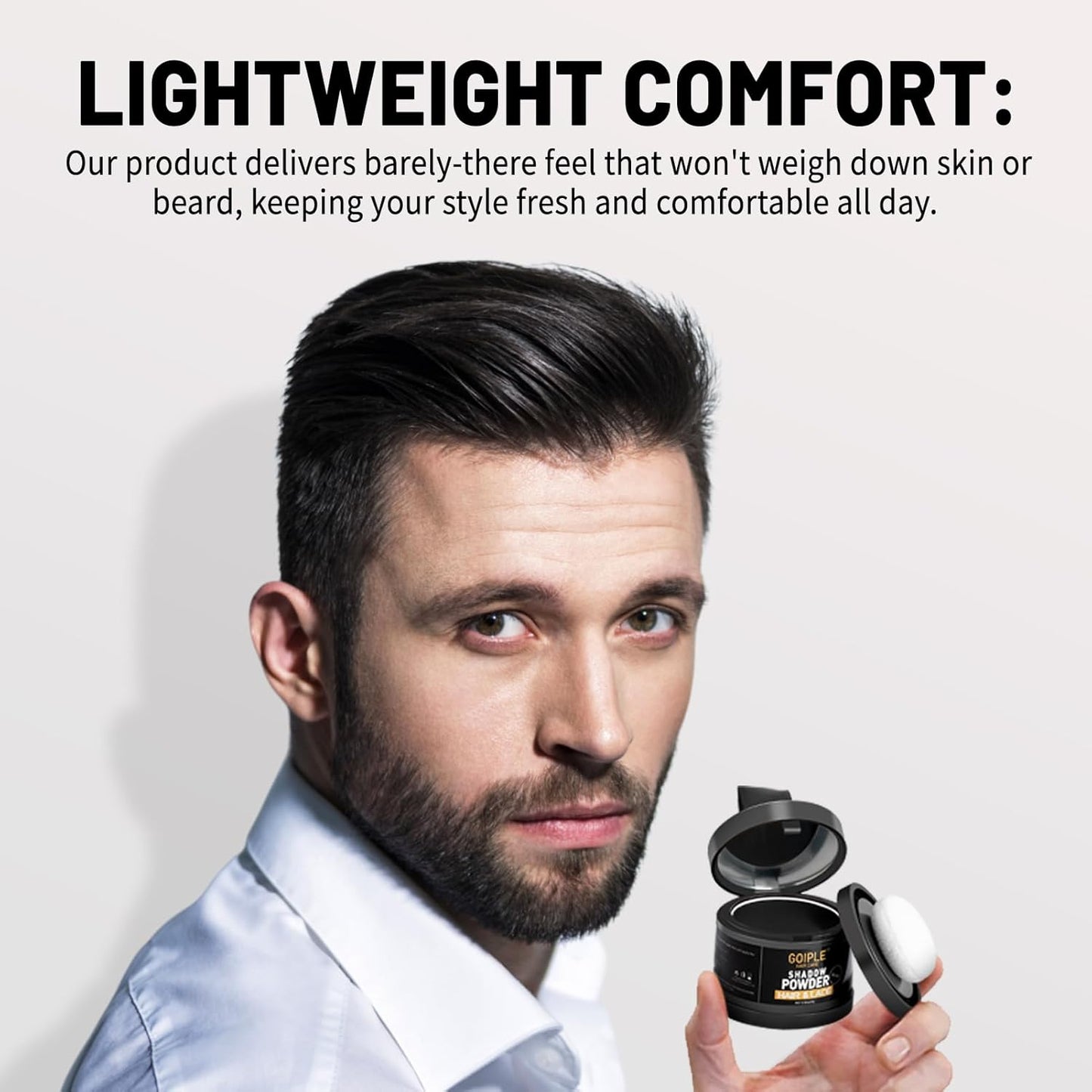 Beard Pencil Filler for Man Dual Ended Micro-Fork Tip Beard Filler - Beard Pen & Brush Long Lasting Coverage Natural Finish - Male Mustache Repair Shape Hairline Powder Root Touch Up Hair Color(Black)