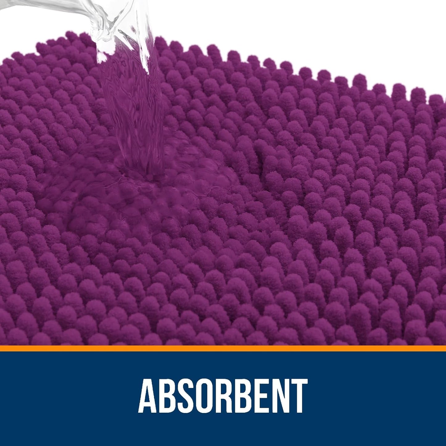 OLANLY Bathroom Rugs 44x24, Extra Soft Absorbent Chenille Bath Rugs, Rubber Backing Quick Dry, Machine Washable Bath Mats for Bathroom Floor, Tub and Shower, Home Decor Accessories, Purple