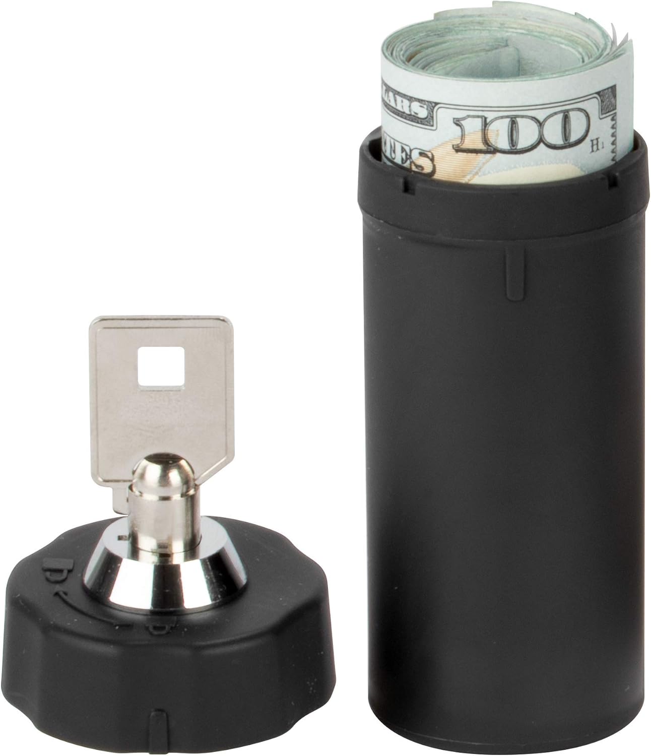 EZY DOSE Pill Box and Medicine, Vitamin Container, Safe for Money & Travel Items, Perfect for On-The-Go, Durable Canister, 2 Keys with Lock, Large, Black, BPA Free