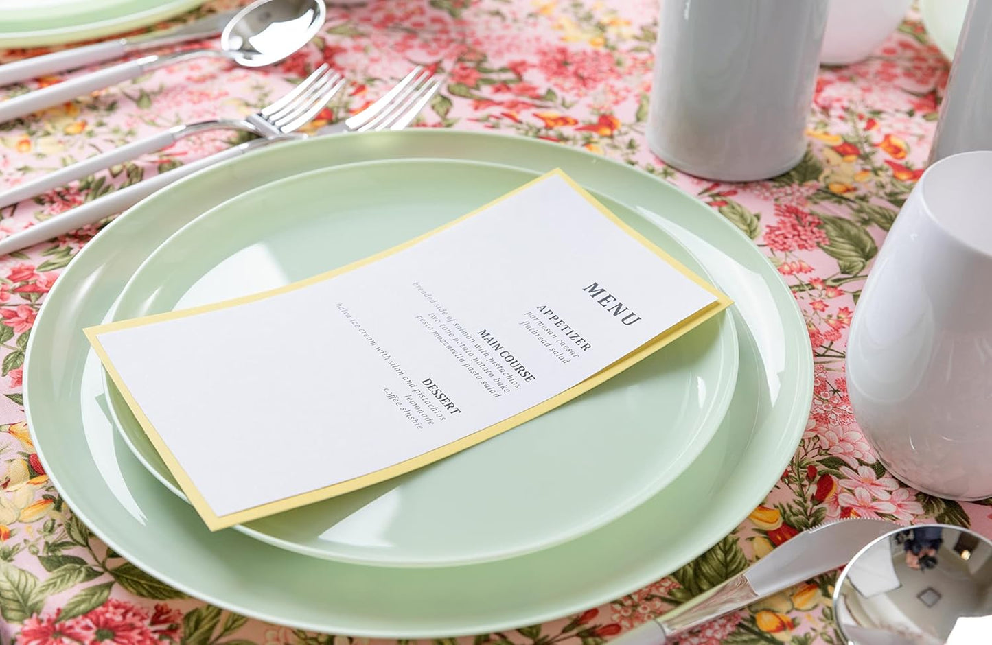 PLASTICPRO [30 Pack 10.7''] Mint Green Plastic Party Plates Edge Collection Premium heavyweight Elegant Disposable Tableware Dishes