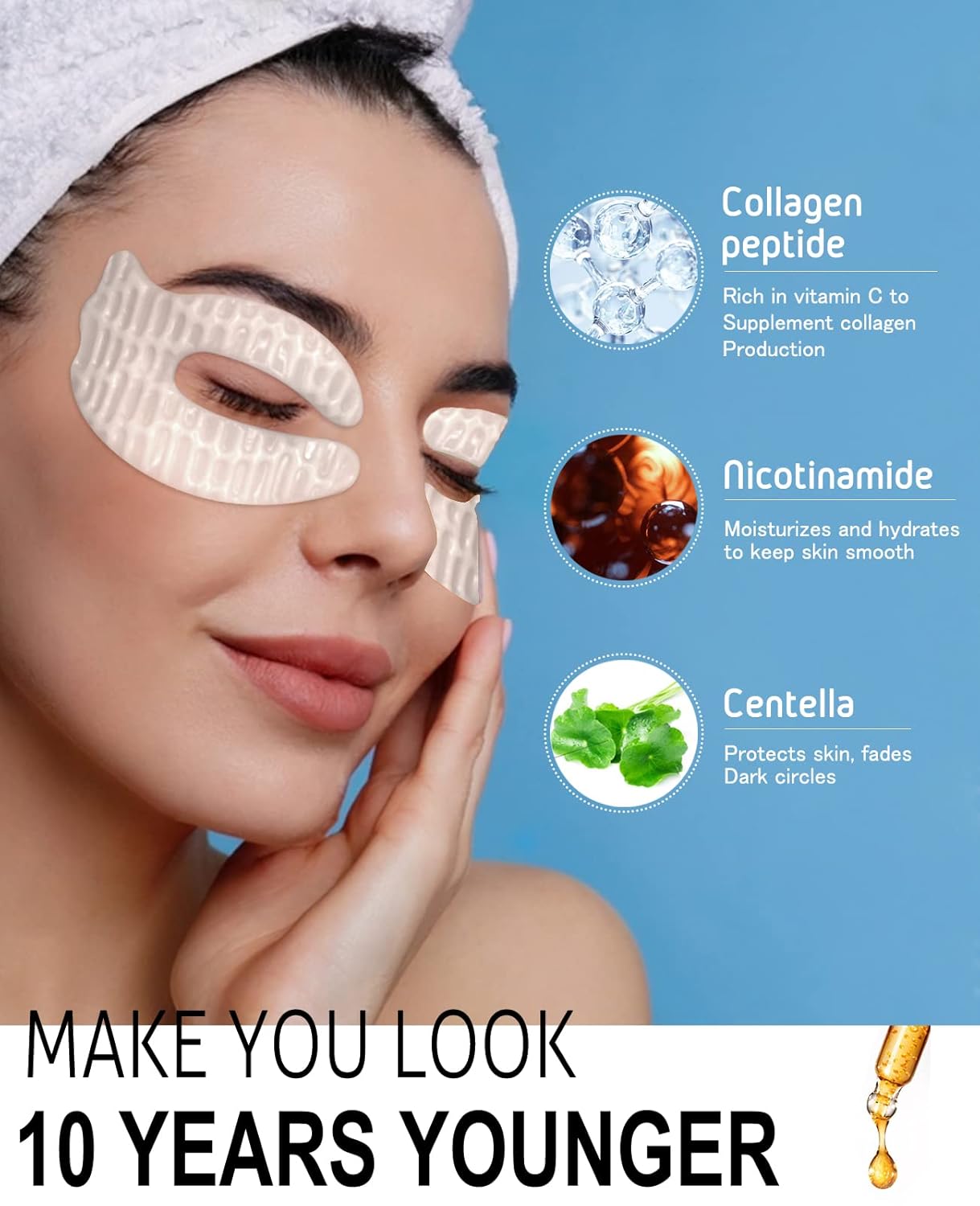 Under Eye Collagen Mask Patches White Color, Under Eye Mask Skincare for Dark Circles and Puffiness