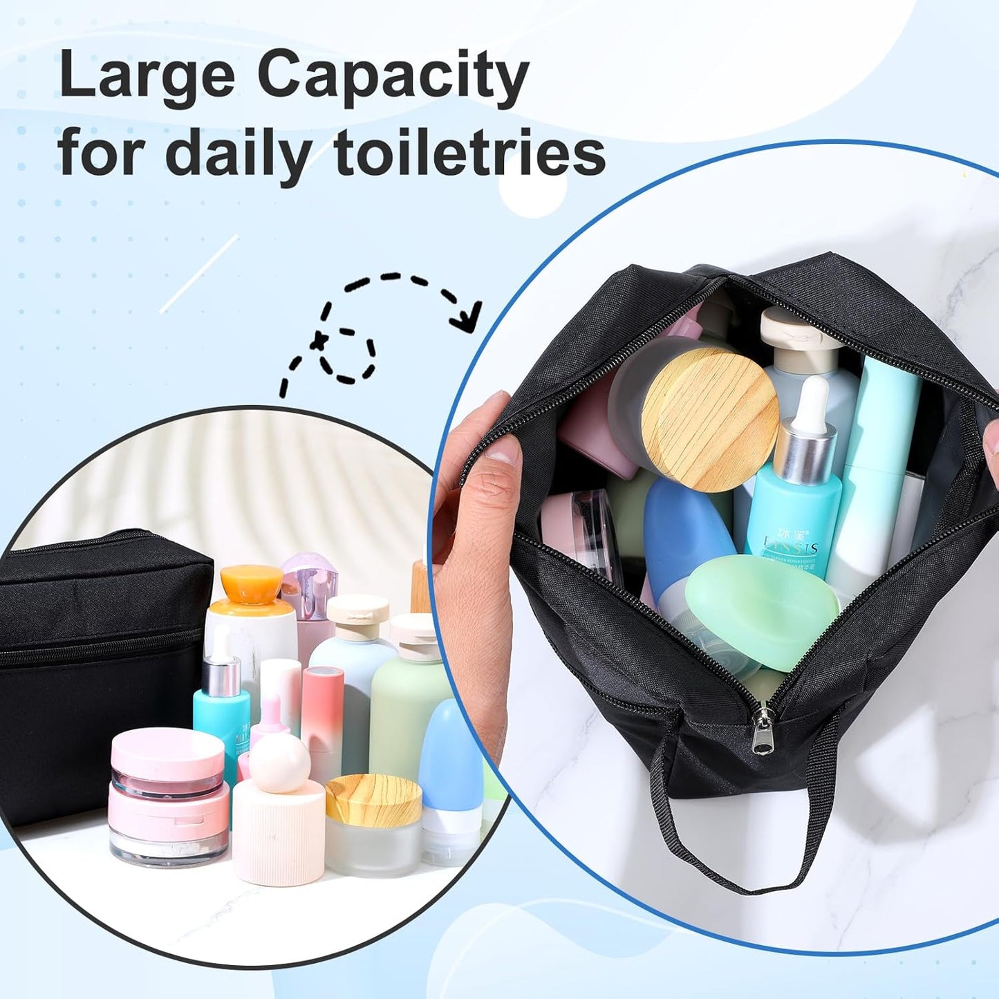 6 PCS Travel Toiletry Bag for Women and Men, Travel Pouch, Large Shaving Bag, Portable Grooming Bag, Foldable Storage Bags with Handle for Cosmetics Toiletries Tools, 6 Colors
