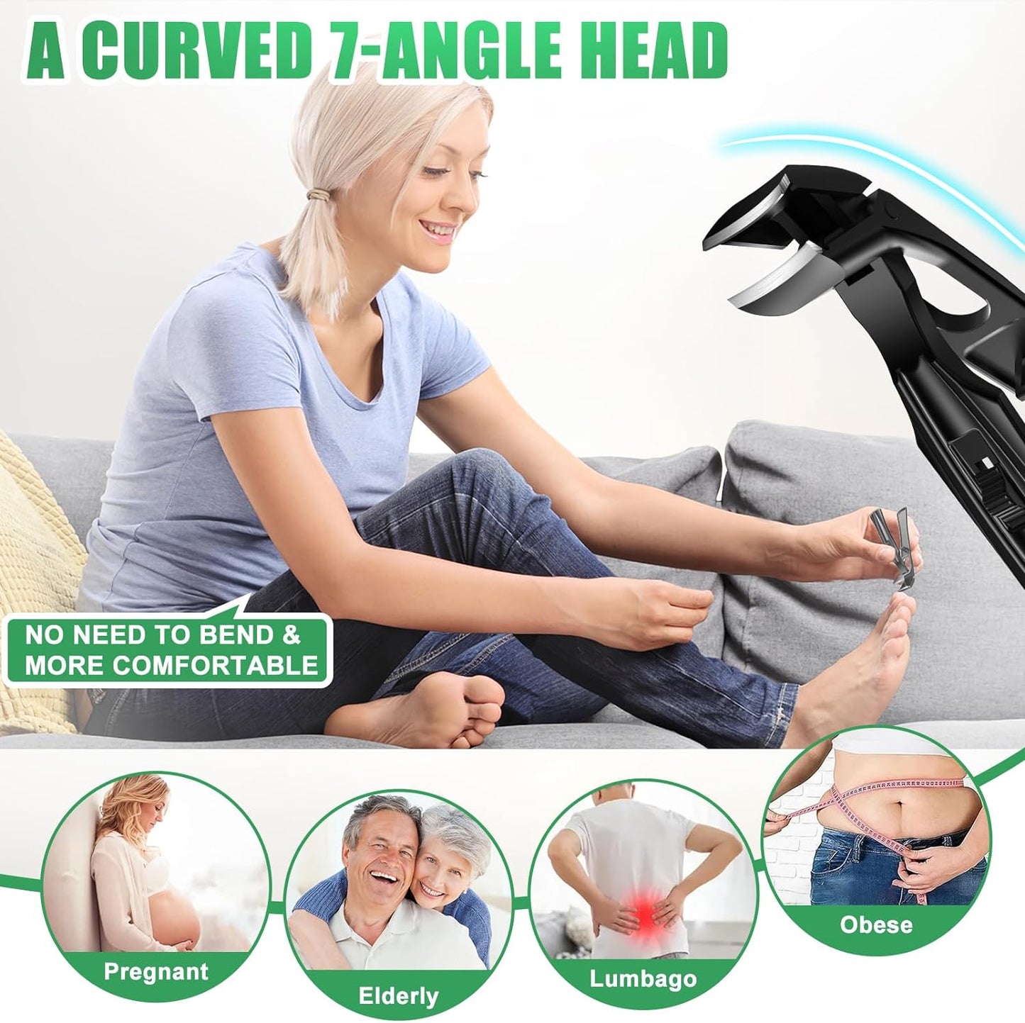 2025 Toenail Clippers for Thick Toenails for Seniors, Angled Head Large Toe Nail Clippers for Men with Wide Jaw Opening, Sharp Heavy Duty Fingernail Clipper Cutter with Catcher Long Handle