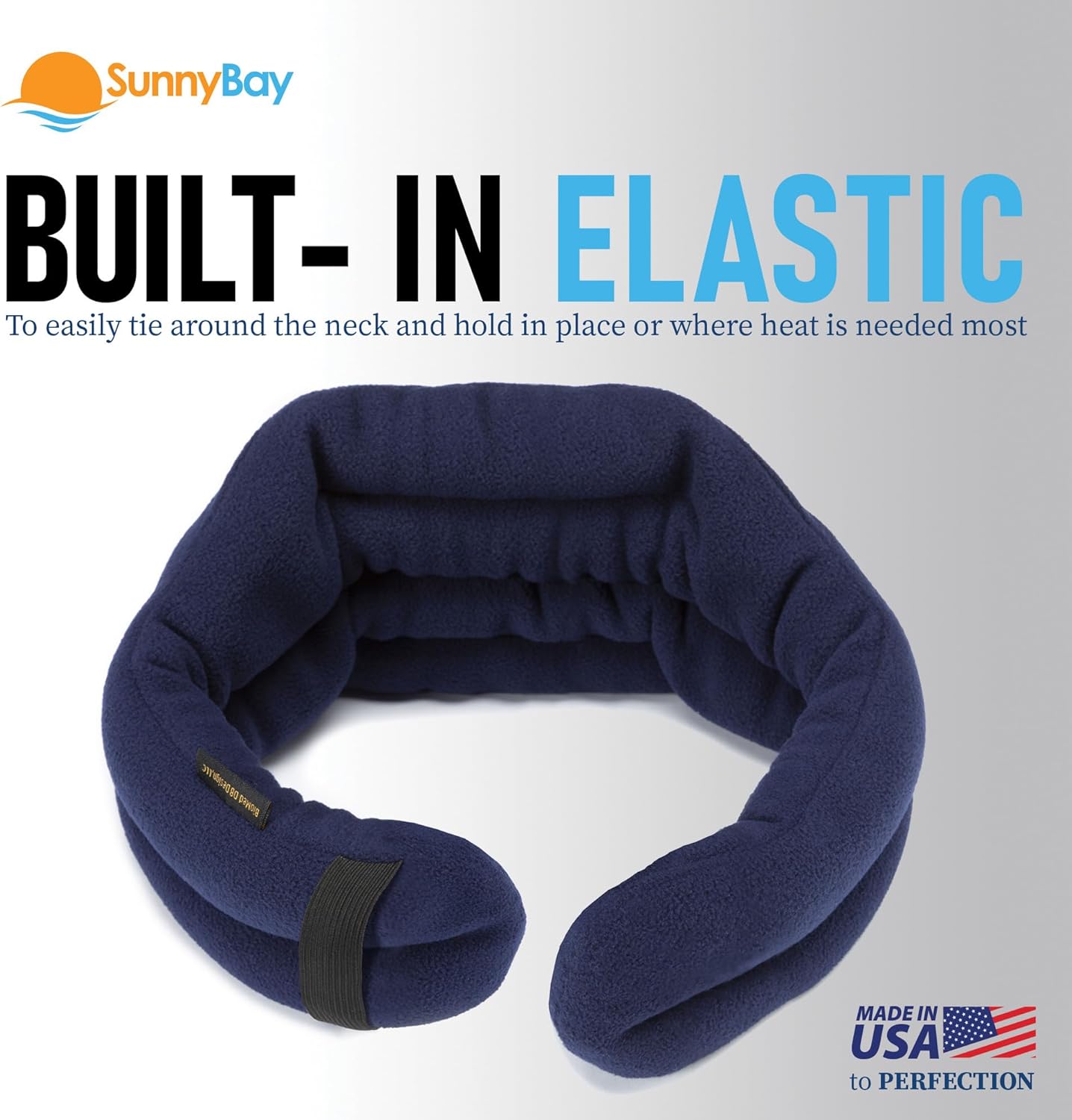 SunnyBay Microwave Heating Pad, Microwavable Cold or Heated Neck and Shoulder Wrap, Moist and Weighted Hands-Free Beanbag Pack with Wide Neck Coverage 26 Inches Long-Length Cotton, Navy Blue