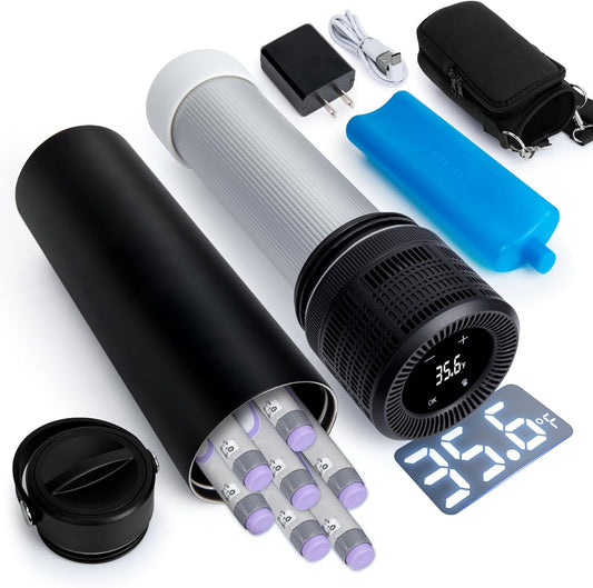 YOUSHARES Electric Insulin Cooler Travel Case, 35-68°F Custom & Display Temperature Medical Cooler with Biogel & USB Charger, TSA Approved Diabetic Medication Refrigerator, Portable for 1–7 EpiPens