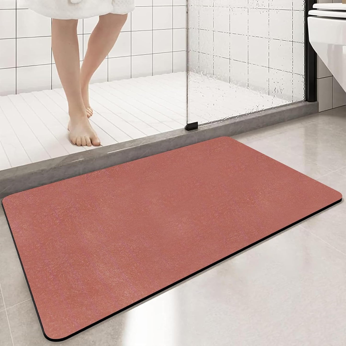 Diatomaceous Earth Bath mat Bathroom Rugs Super Absorbent Quick Dry Non Slip Bath Mat Thin Bathroom Floor Mats Fit Under Door-Shower Rug for in Front of Bathtub Shower, Brown, 15.7"*23.6"