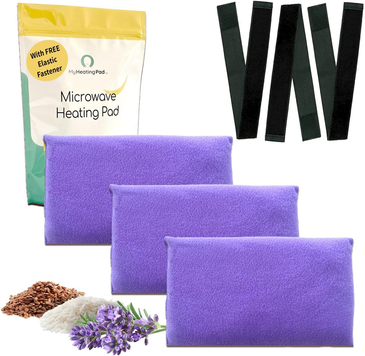 Microwavable Heating Pads for Lower Back and Shoulder - Microwave Hot Pack Heat Pad for Cramps - Heated Pad Therapy - 3 Packs Purple - Lavender Scent