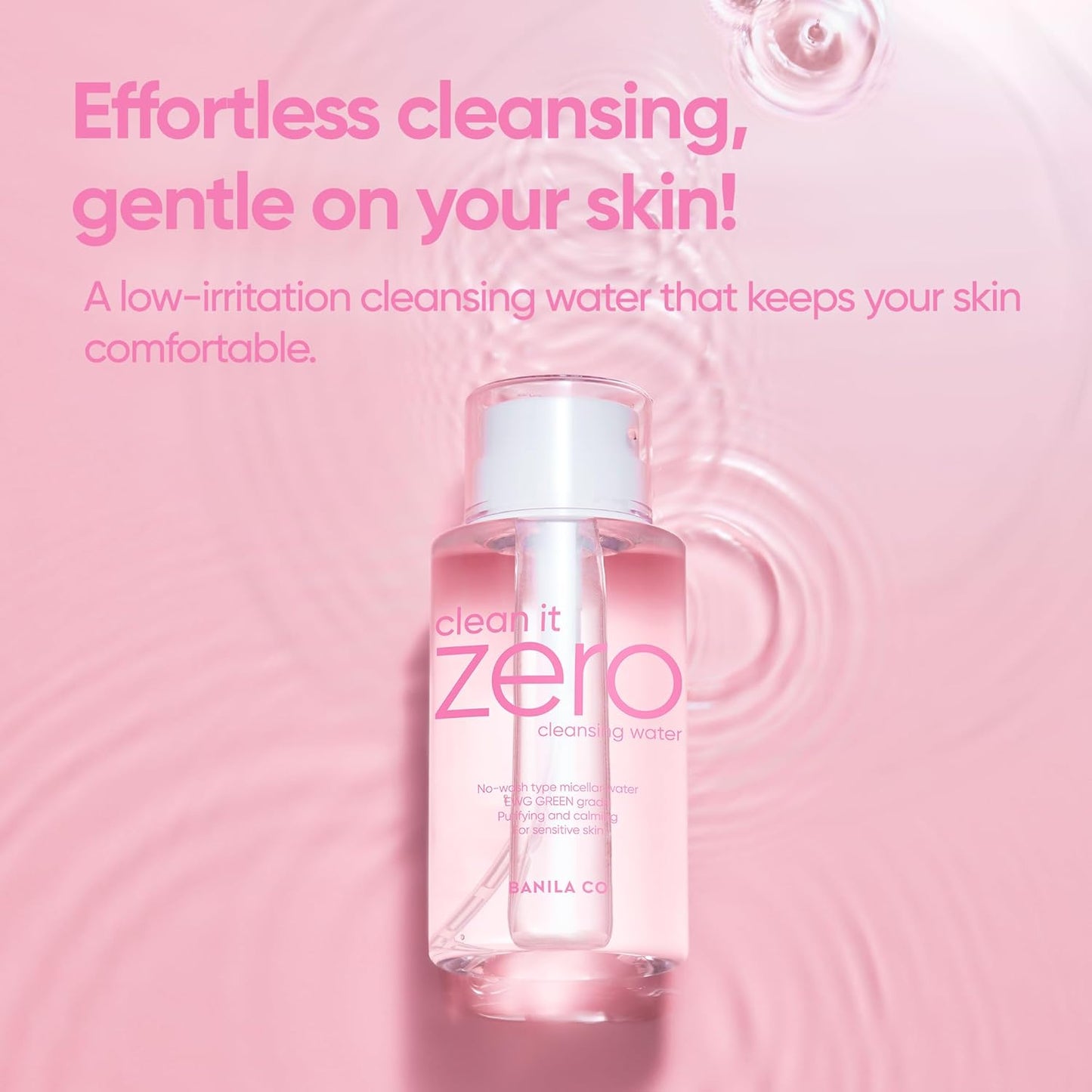 BANILA CO Clean It Zero Pure Cleansing Water | Gentle Cleanser for Sensitive Skin | Micellar Water Makeup Remover No Rinse & Oil Free (310ml / 10.48 fl.oz)
