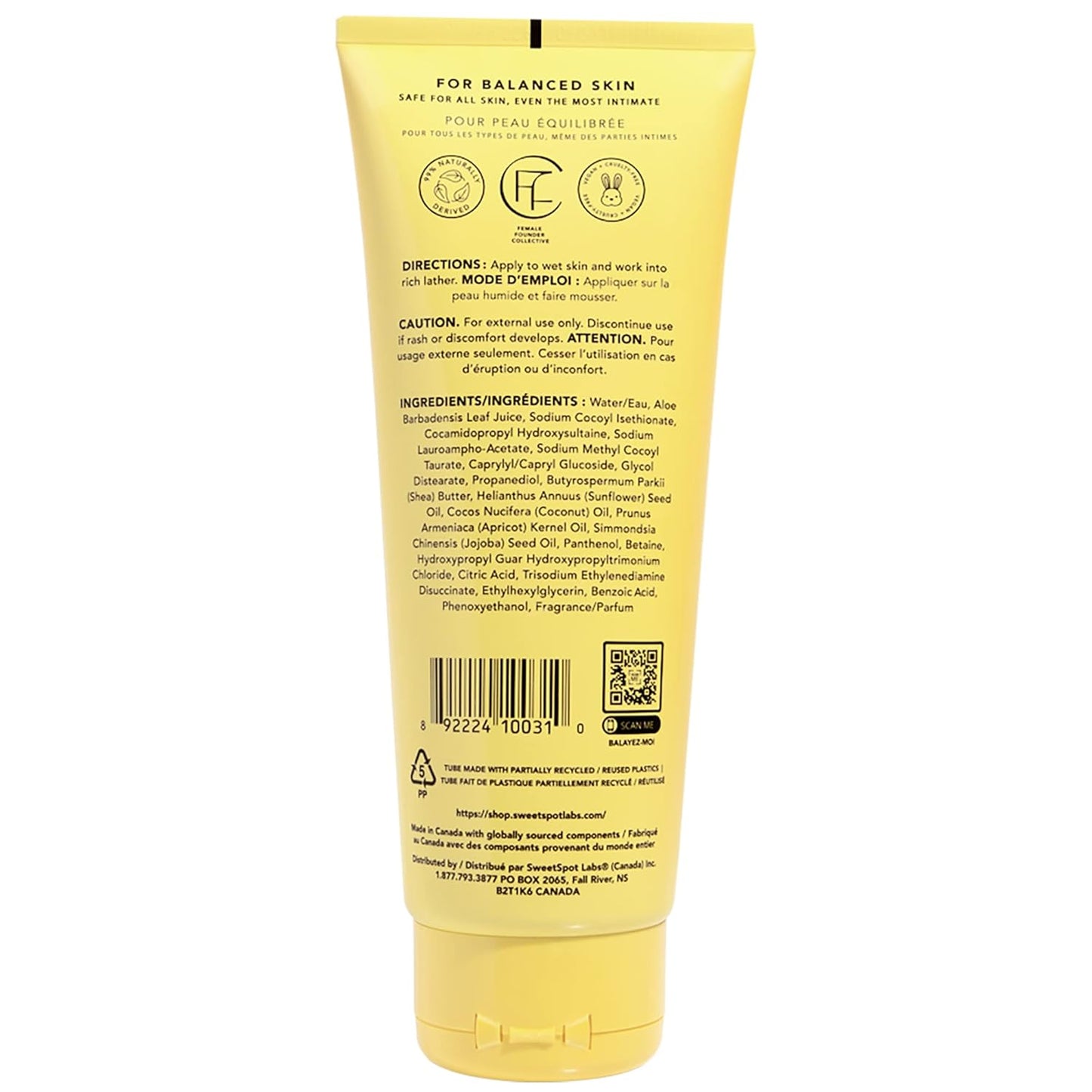 SweetSpot Labs Feminine Wash, Gentle Vanilla Blossom Scent, with Shea Butter and Aloe Vera, Sulfate Free, pH Balanced Womens Body Wash, 8 oz