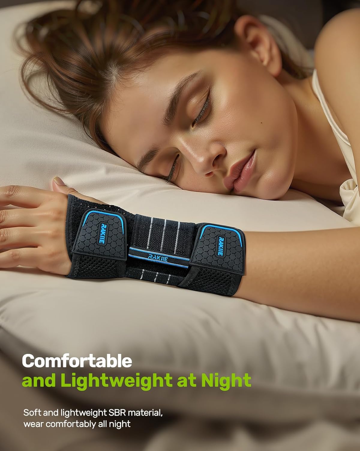 Carpal Tunnel Wrist Brace, Adjustable Night Wrist Support with 3 Metal Splints, Hand Brace for Men Women No Pressure on Thumb, Splint Stabilizer for Work, Blue Left Hand, Size S