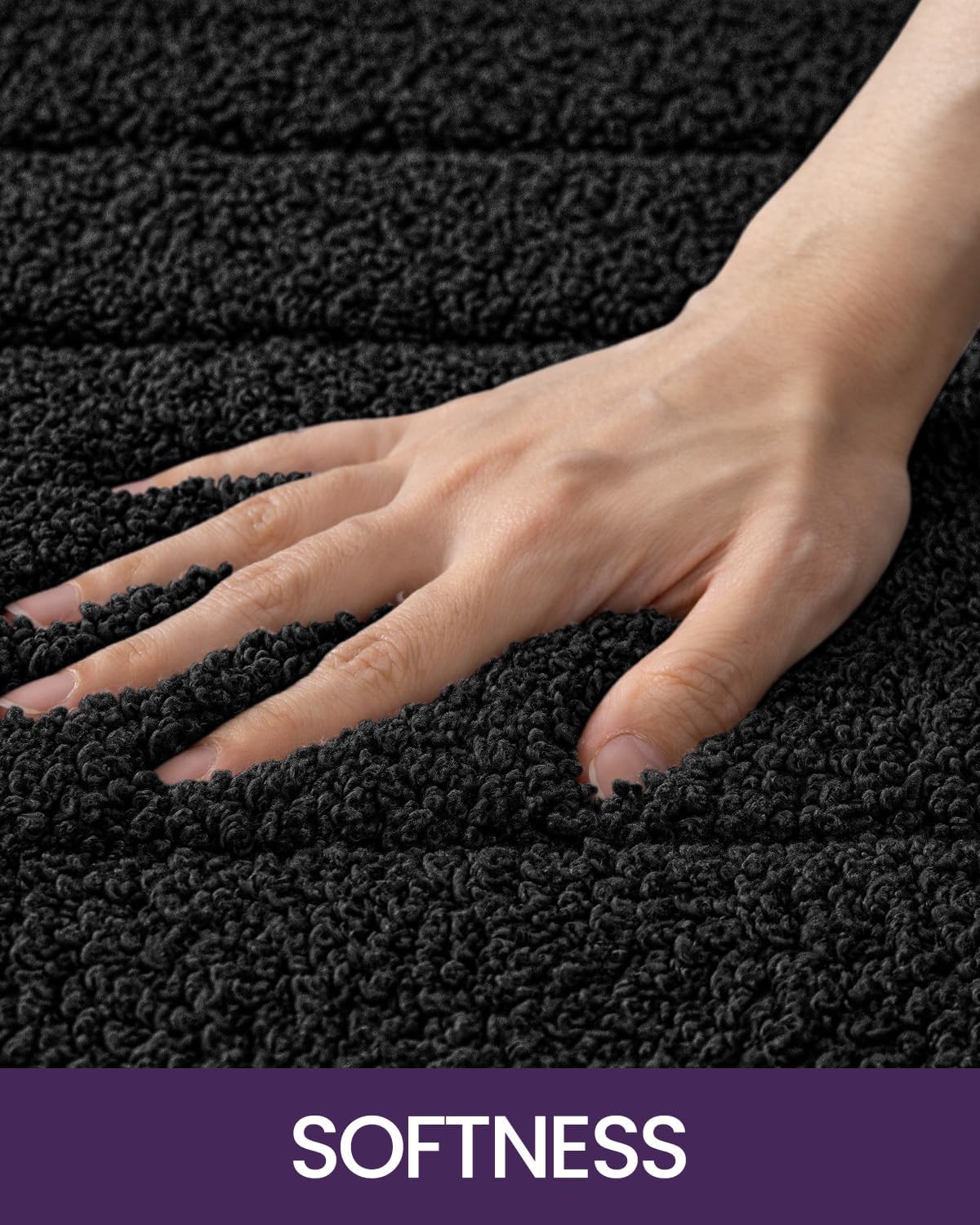 DEXI Bathroom Rug 24x16, Non Slip Washable Bath Mat for Shower Floor, Absorbent Soft Bathmat with Rubber Backing, Quick Dry Microfiber Carpet, Black