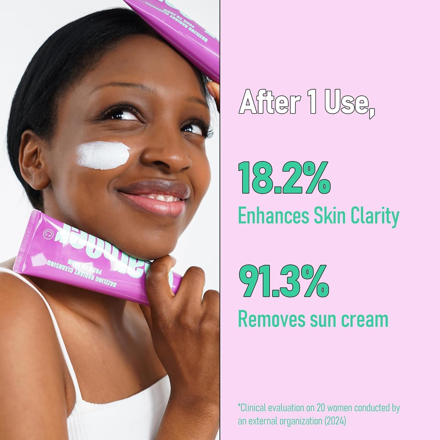 Dazzling Radiant Cleansing Pack to Foam – 3-in-1 Wash-Off Mask & Exfoliator & Cleanser w/Fresh Grape Extract & Niacinamide – Vitamin C and Resveratrol for Dry, Dull Skin (3.38 fl oz)