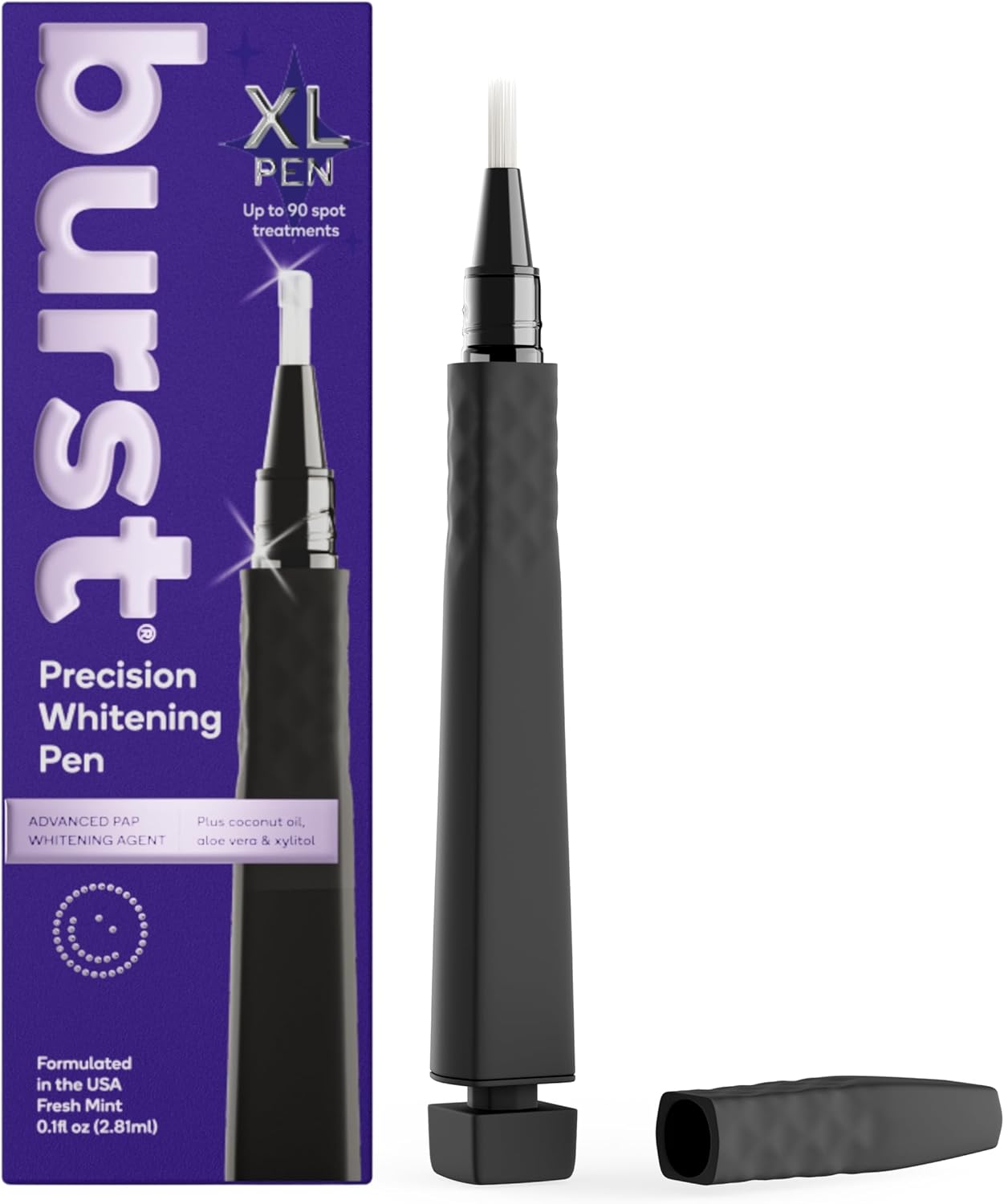 Burst Precision Whitening Pen, 9% HP, 45 Whitening Treatments, Enamel Safe, Vegan, Paraben Free, Delicious Flavor, 1 Count