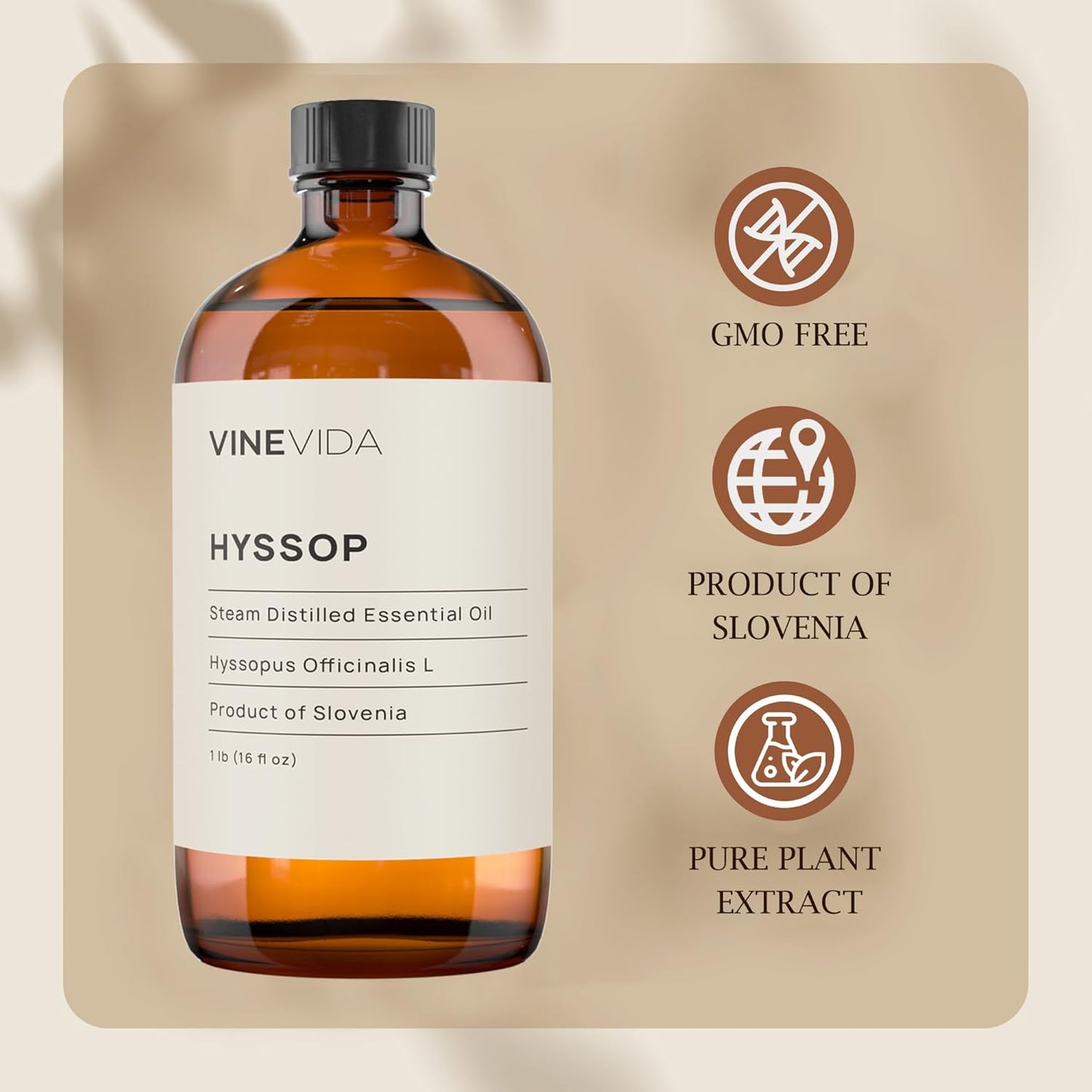 VINEVIDA Hyssop Essential Oil 16 oz - Undiluted, DIY Candle Scents, Bulk for Soap Making