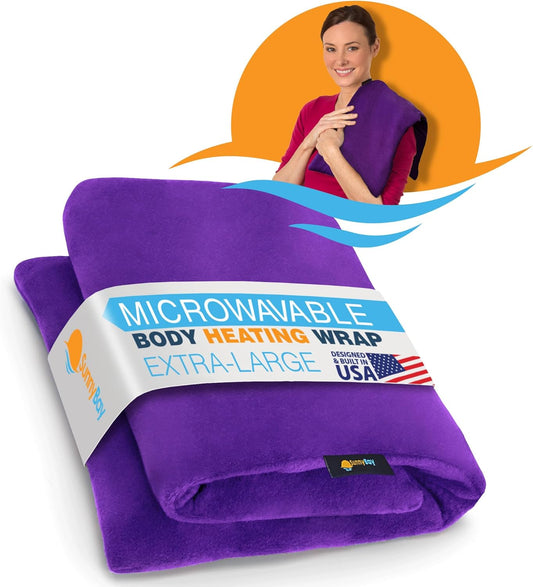 SunnyBay Extra Large Microwave Heating Pad, Microwavable Heavy Weighted Full Body Moist Cold Pack and Washable Fleece Cover, 10x24 Inches, FSA HSA Eligible, 2.8 lbs, Made in USA, Purple