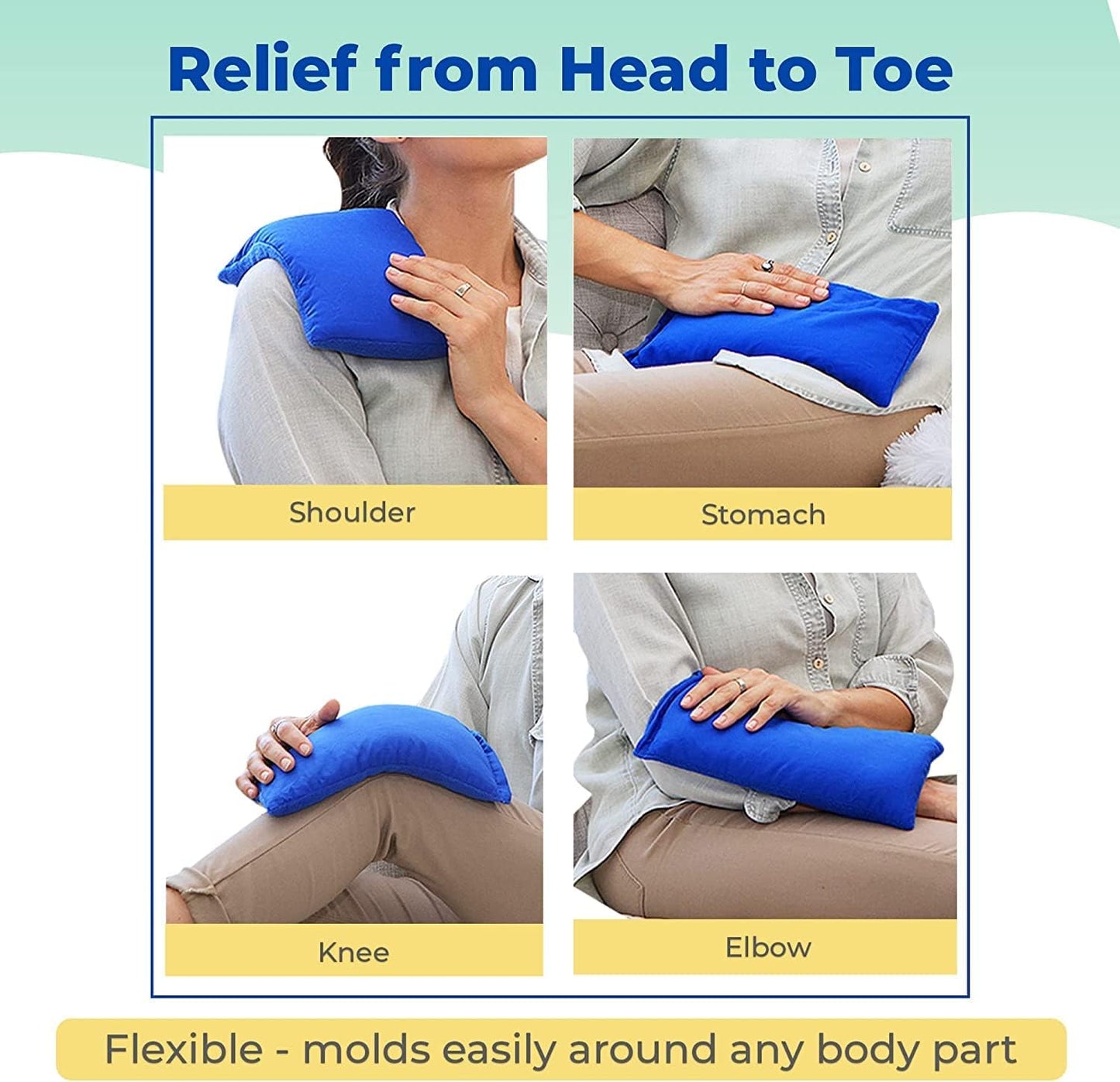 My Heating Pad for a Better Comfort - Moist Microwavable Heating Pads for Joint Pain and Sore Muscles - Microwave Hot Pack Heat Pad for Cramps - Chilled or Heated Pad Therapy Pillow - 2 Packs Blue