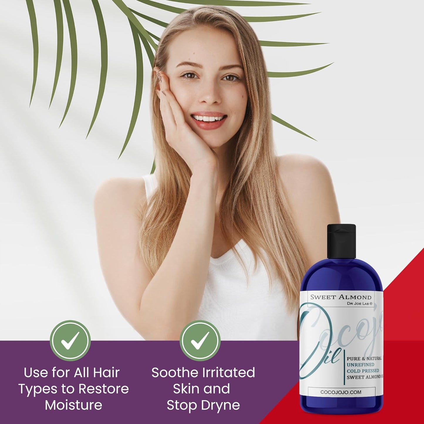 Dr Joe Lab Sweet Almond Oil 8 oz Pure Natural Cold Pressed Unrefined Extra Virgin - for Hair Skin Body Nail and Beard Carrier Oil for Essential Oils - Moisturizes, Soothes, Hydrates, & Nourishes