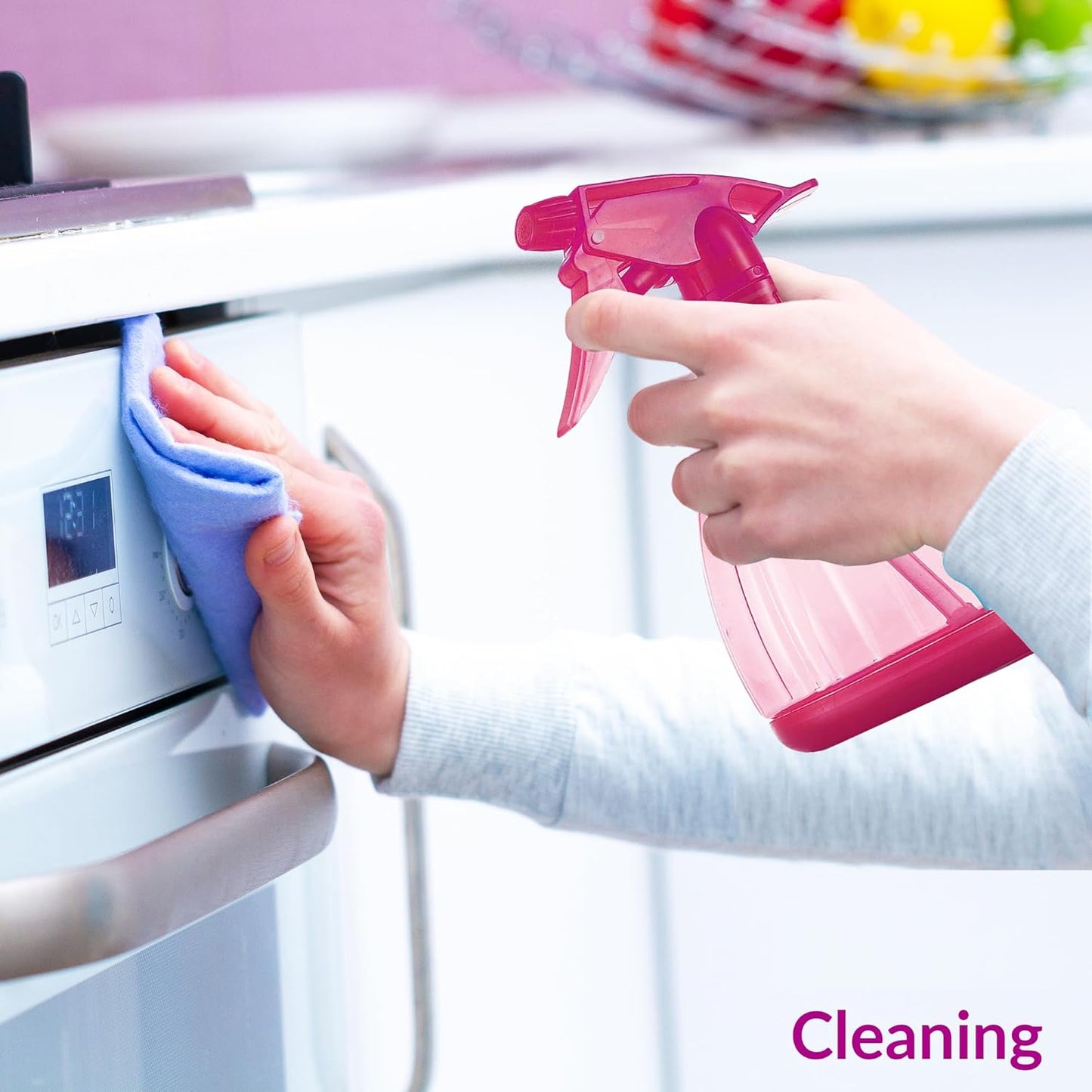 DilaBee Pink Spray Bottle (1-Pack 12 Oz) Plastic Spray Bottles for Cleaning, Hair, Plants, Cooking, BBQ - Water Sprayer for Plants, Bleach Sprayer, Plastic Squirt Bottles for Cat & Dog - BPA-Free