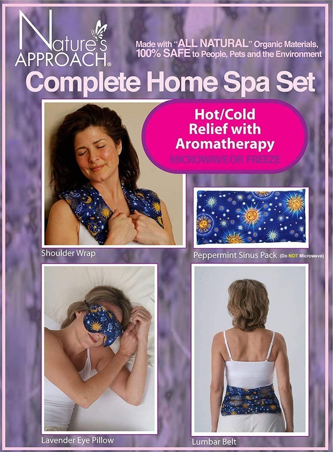 Nature’s Approach Aromatherapy Heating Pad 4-Piece Microwave Heating Pad Set with 12 Soothing Herbs