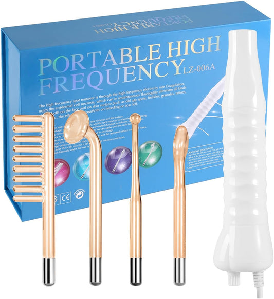 High Frequency Facial Machine-Portable Handheld Skin Therapy Wand High Frequency for Hair with 4 Different Tubes