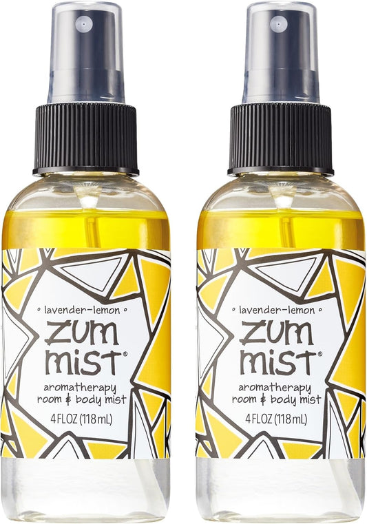 Indigo Wild Zum Mist Room & Body Spray - Aromatherapy Essential Oil Spray - Natural Body Mist & Room Spray - Lavender-Lemon Scent - 4 fl oz (2 Pack)