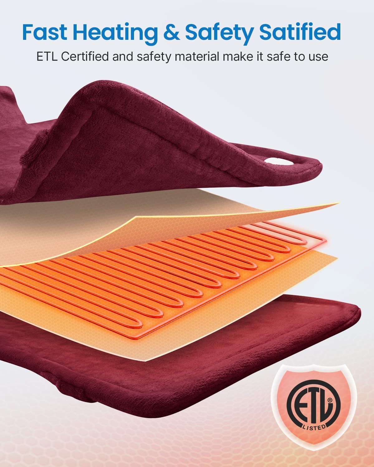 RENPHO Heating Pad for Neck and Shoulders and Back, Christmas Gifts for Women Men, Electric Heated Pad for Back Pain Relief, Hsa Store Eligible Items, FSA Eligible, ETL Safety Certified, 21"x23" Red