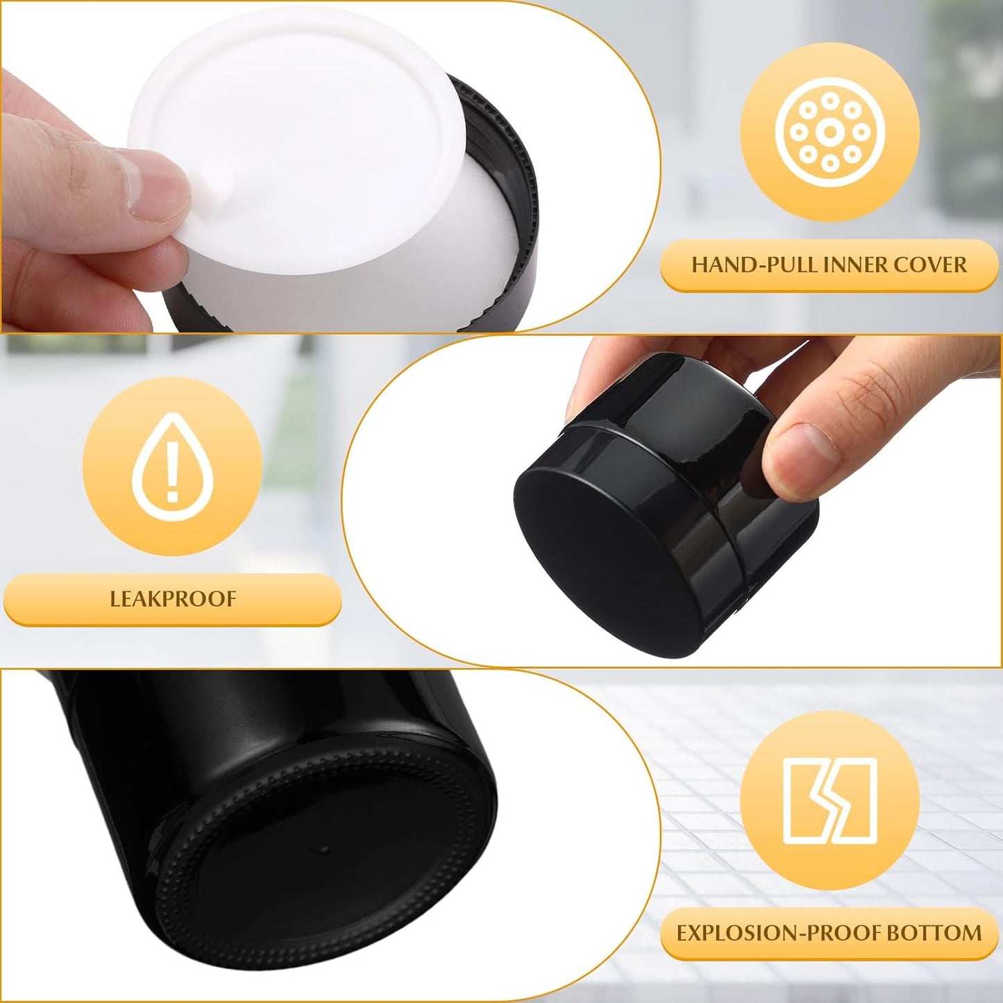 Domensi 100 Pcs 1 oz Glass Jars with Lids Bulk Round Glass Cosmetic Jars Lids 1 oz Small Travel Containers with Inner Liner for Lotions Powders Ointments Sample Cream(Black,Black)