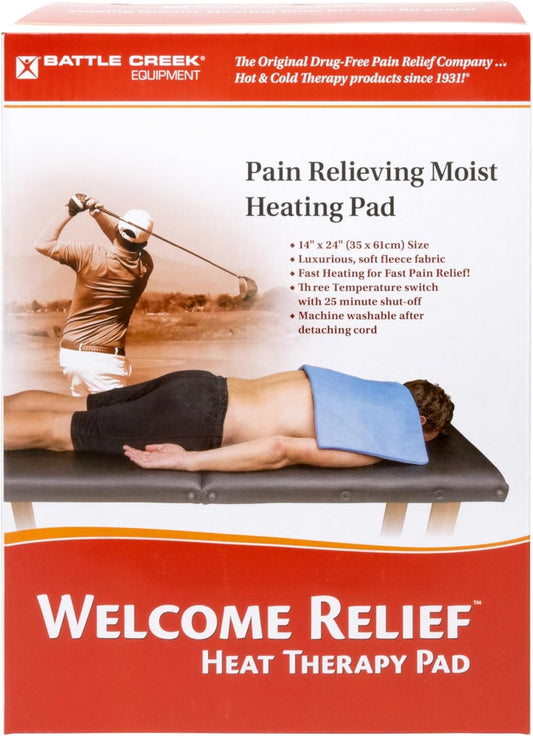 Battle Creek Welcome Relief Moist or Dry Heating Pad, 14" X 24", Washable, Fast-Heating