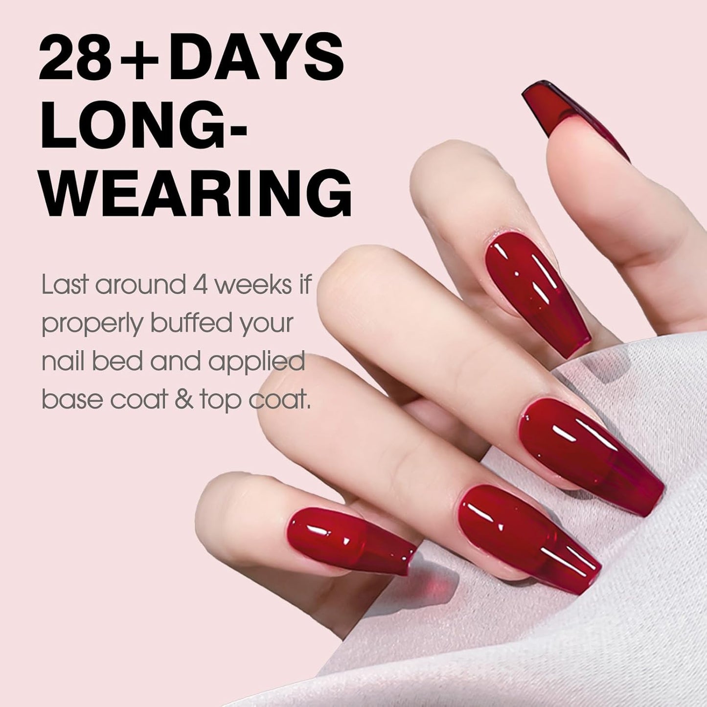 CANNI Jelly Red Gel Polish – 0.3oz Translucent Deep Dark Red Sheer Wine Color, High Gloss UV/LED Soak-Off Gel Nail Polish for DIY Manicure, Salon Quality For Girls & Women