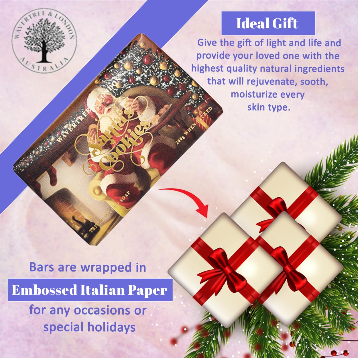 Wavertree & London Gin & Tonic Scented Natural Soap Bar, 7oz Moisturizing French Triple Milled Soap Bar for Women & Men