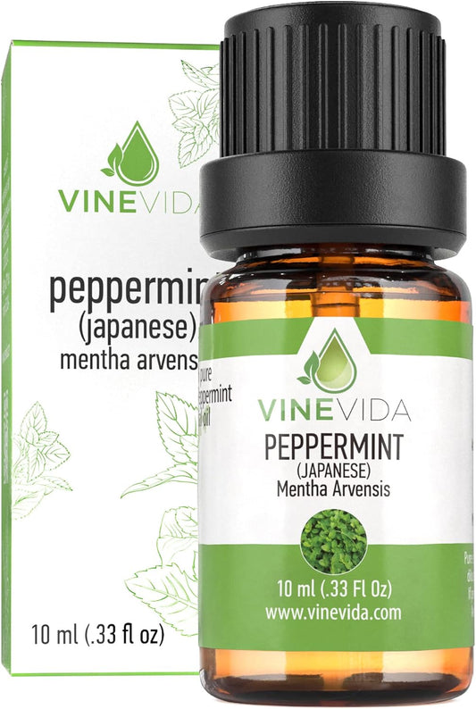 VINEVIDA Peppermint Japanese Essential Oil 10 mL - Undiluted Peppermint Oil 10 mL - Peppermint Candle Oil Scent - DIY Candle Scents for Candlemaking - 10 mL Essential Oil for Soap Making Safe for Skin