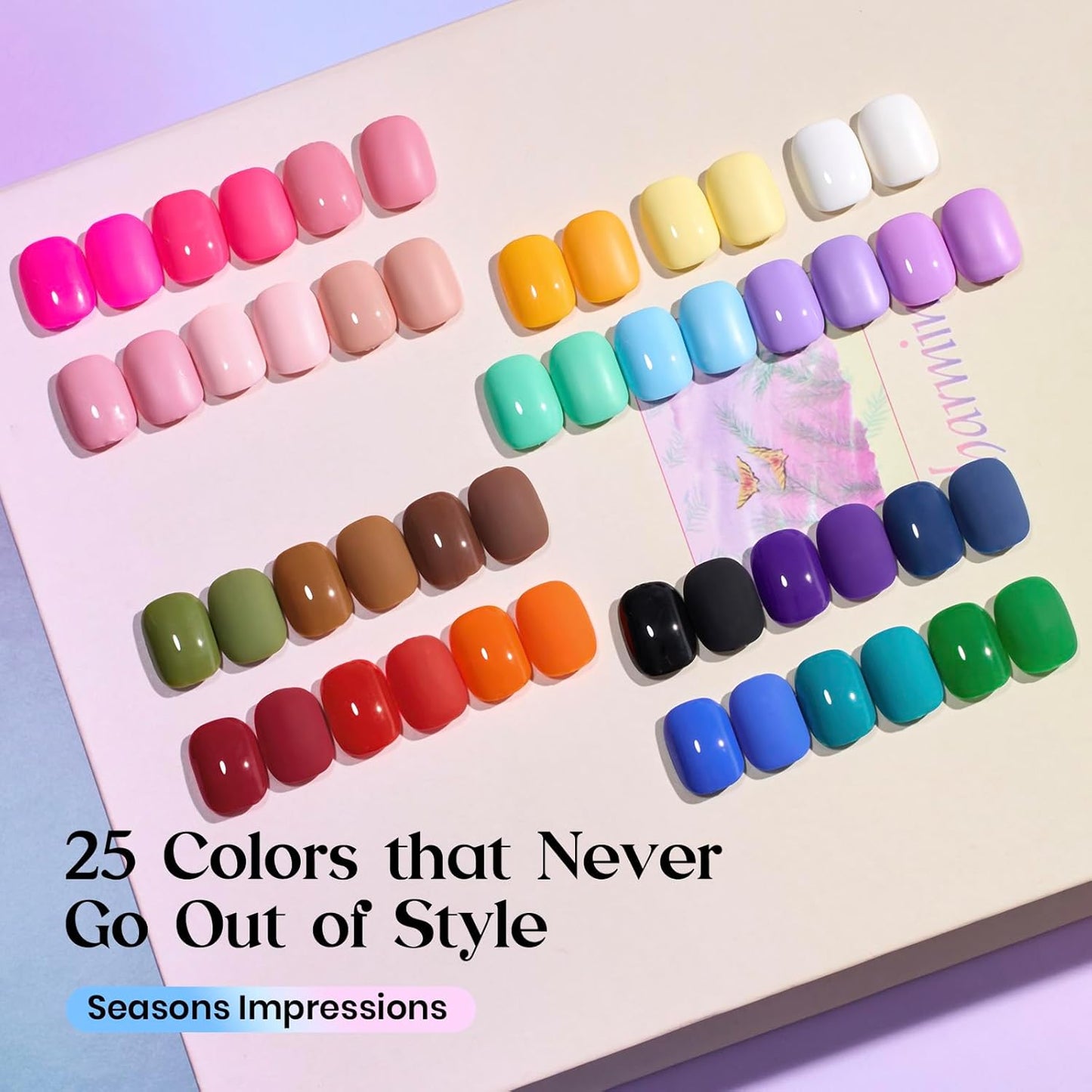 Beetles Gel Nail Polish Seasons Impressions Collection - 25 Colors Uv Gel Nail Kit Brown Burgundy Black White Red Pink Nude Green Purple Blue Glossy Matte Glitter Top Base Coat Gifts for Women