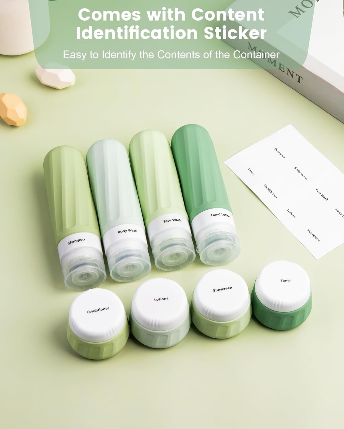 Travel Bottles for Toiletries, Travel Size Toiletries 10 Pack, Tsa Approved Travel Size Containers 3oz, with Travel Essentials Clear Bag, Leak Proof Silicone Squeezable Creams Jars