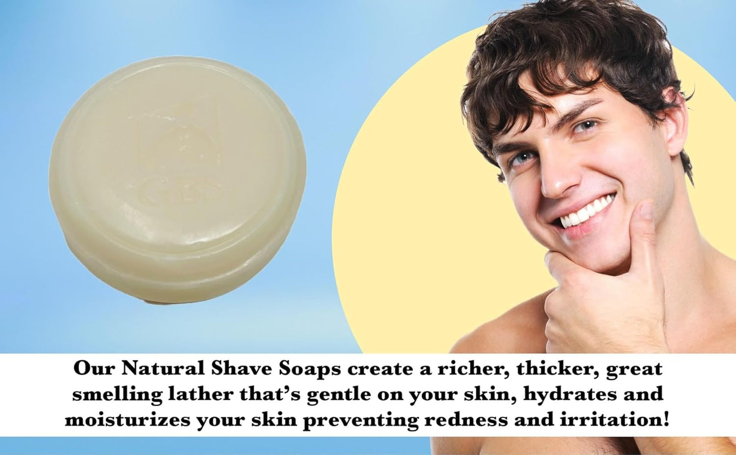 G.B.S 97% All Natural Shave Soap Set for Men, Fragrance Free Shaving Soap with Shea Butter for Sensitive Skin