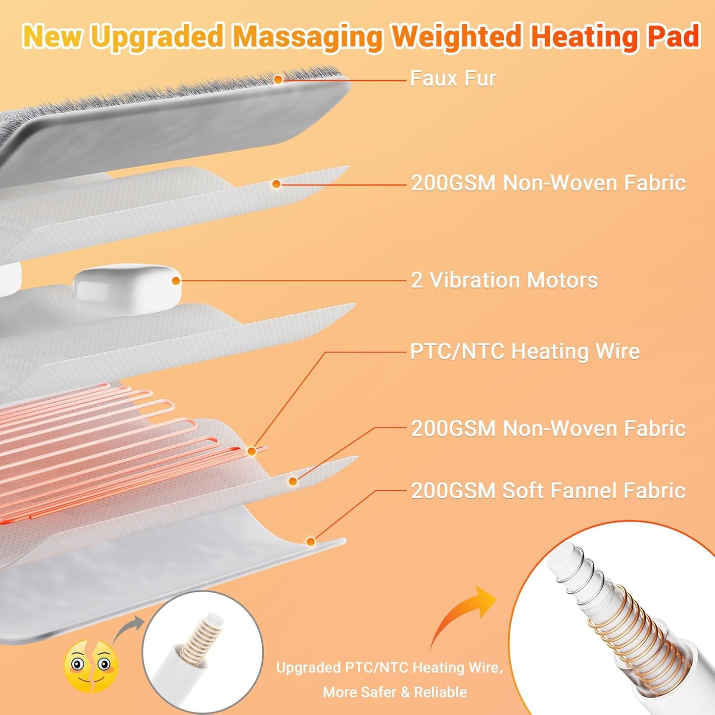 Massaging Heating Pad for Neck and Shoulders and Back, 24" x 35" Large Electric Heating Pad for Back Pain Relief with 3 Heat Levels, 4 Massage Settings, 2H Auto Shut-Off, 4 Massage Motors,Grey
