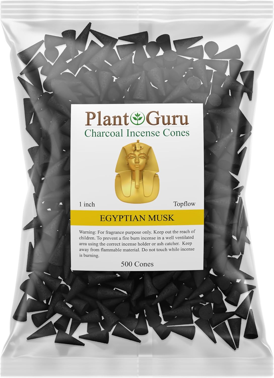 Egyptian Musk Charcoal Incense Cones 1" TOPFLOW - 500 Pack Bulk Wholesale - Natural Scented Cones Handmade Hand Dipped