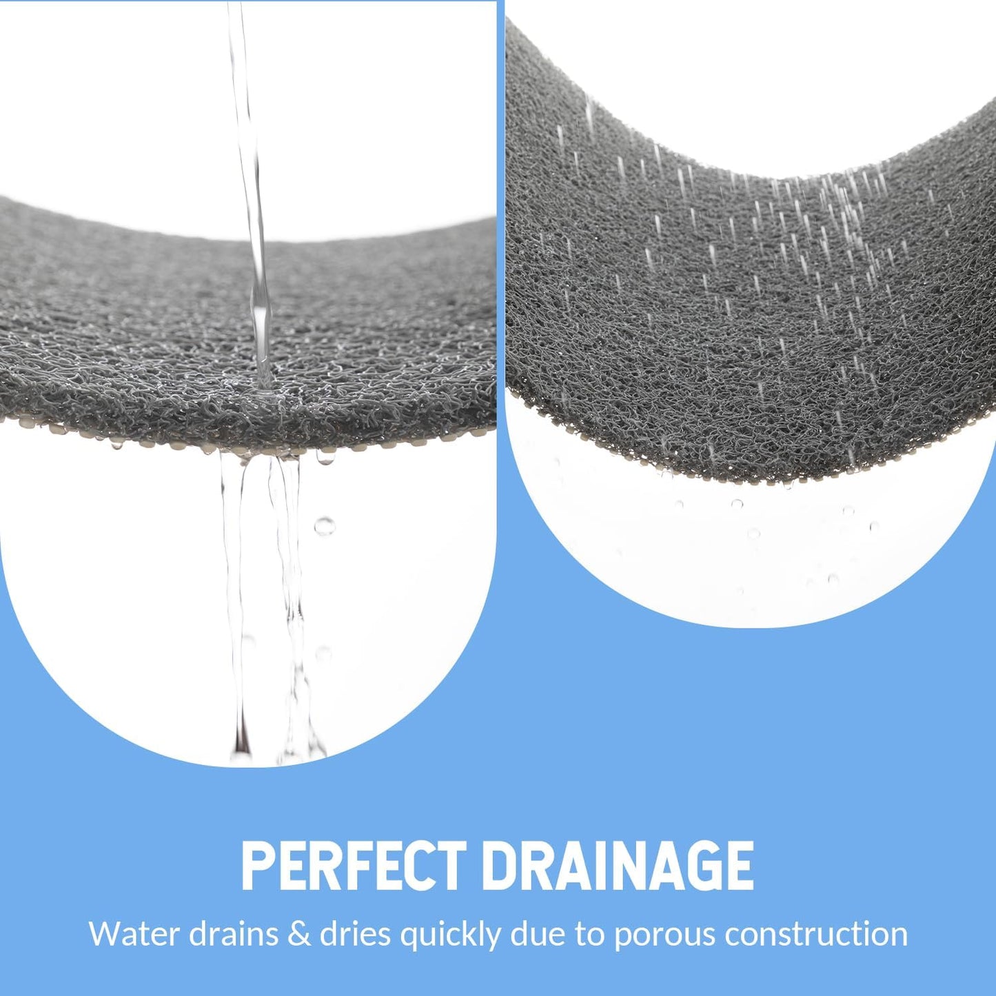 Non Slip Shower Mat, Anti Slip Bath Mat, Quick Drying Bath Tub Mats, Foot Scrubber Mat, Anti Slip Mat for Tub, Floor, Bathroom, Home, Kitchen, Hotel (Grey 24”x24”)