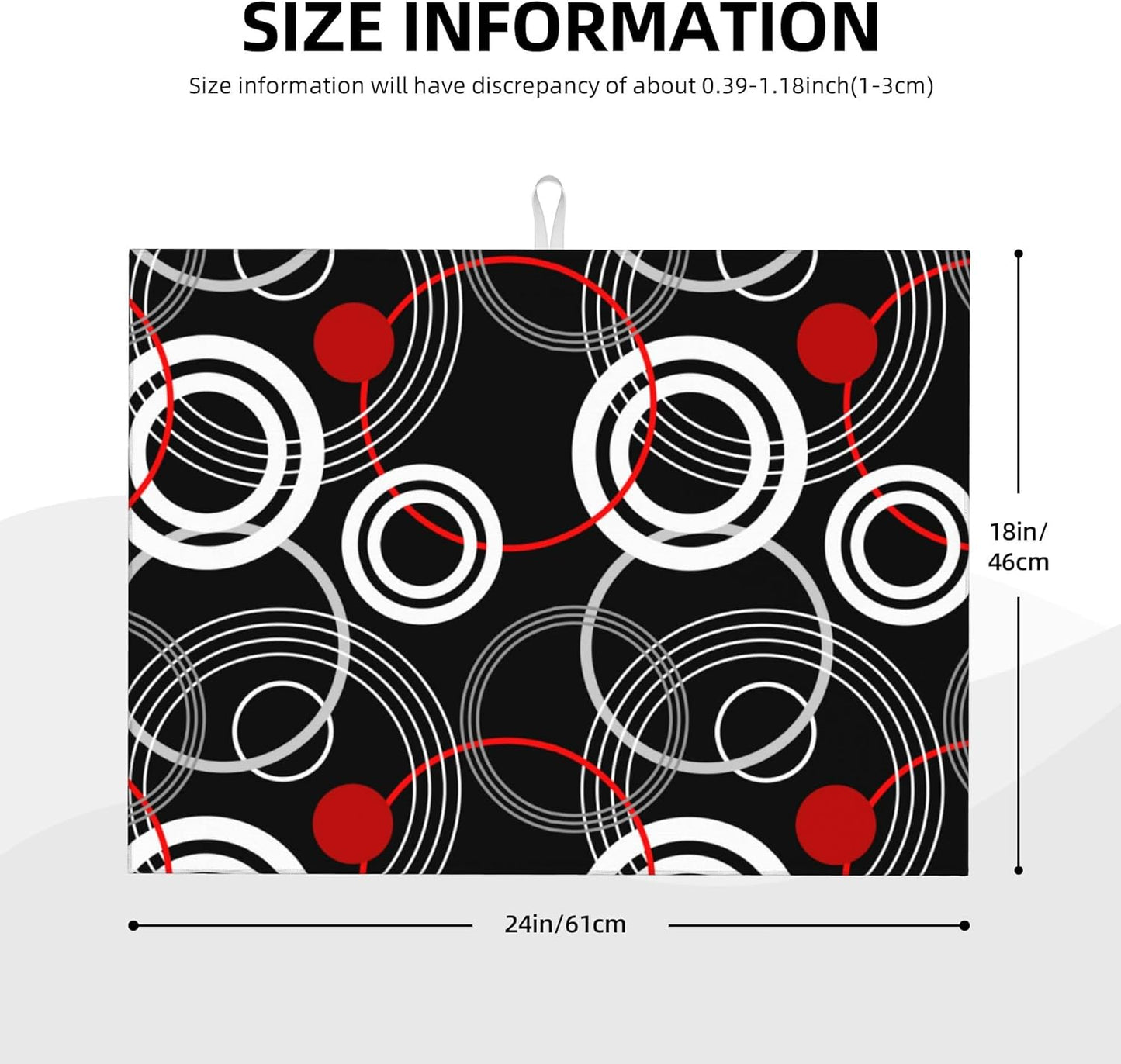 Modern Black Red Retro Dish Drying Mat for Kitchen Counter Absorbent Reversible Drying Pad Kitchen Decor Dish Drainer Rack Mats 18"x24"