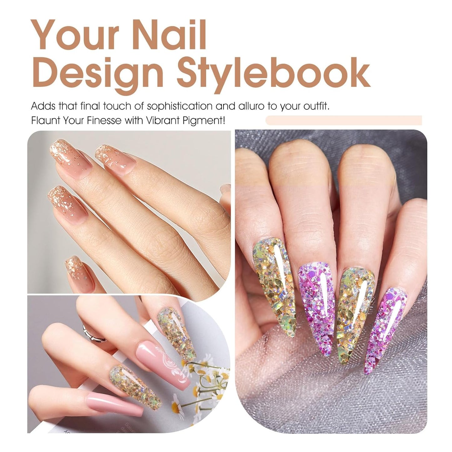 CANNI Glitter Gel Nail Polish – 9ML Broken Gold Prism Flash Gel Polish, Holographic Gold, Soak Off UV LED Nail Art Salon & DIY Manicure at Home