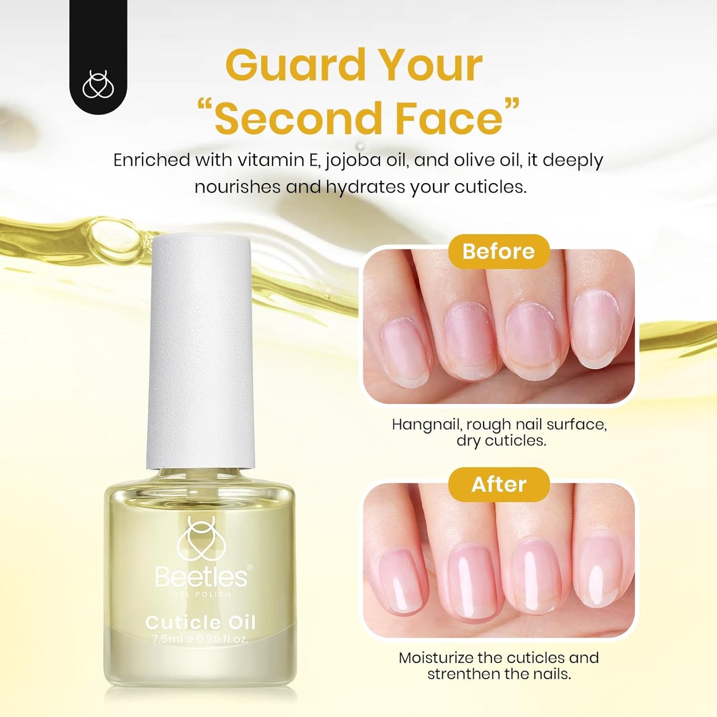Beetles 7.5ml Cuticle Oil Nail Oil Cuticle Care for Nail, Damaged Cuticles, Stronger Nails Spa and Hand Manicure Essentials for Repaired Thin Nails DIY Home for Women