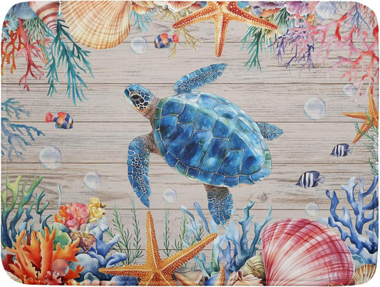 Sea Turtle Dish Drying Mat 18x24 inch Tropical Ocean Fast Dry Absorbent Microfiber Dishes Drainer Rack Pad for Countertop Bar Table Decor